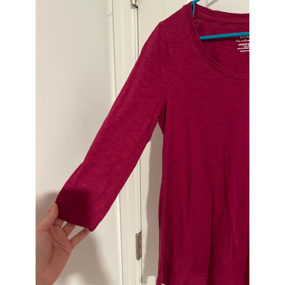 Chico’s Magenta Ultimate Tee – Size 0 (US Small) - Picture 4 of 5